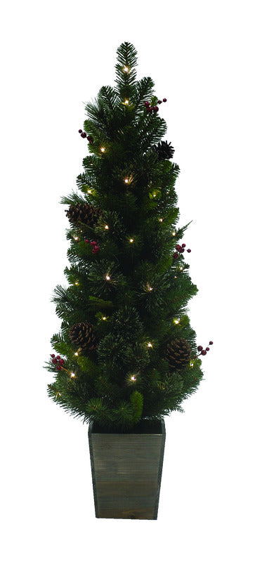 ACE TRADING - HOLIDAY BRIGHT LIGHTS, Celebrations  4 ft. Slim  LED  50 count Potted Cedar Pine  Entrance Tree