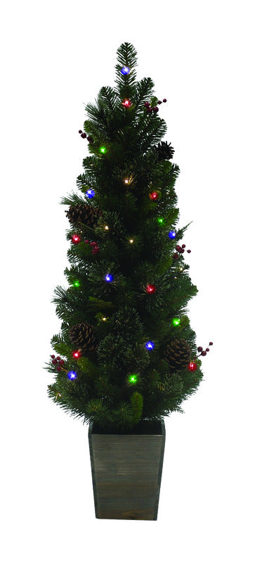 ACE TRADING - HOLIDAY BRIGHT LIGHTS, Celebrations 4 ft. Slim LED 50 ct Potted Cedar Pine Entrance Tree