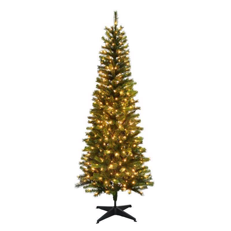 ACE TRADING - HOLIDAY BRIGHT LIGHTS, Celebrations 7 ft. Pencil LED 250 ct Highland Green Spruce Christmas Tree