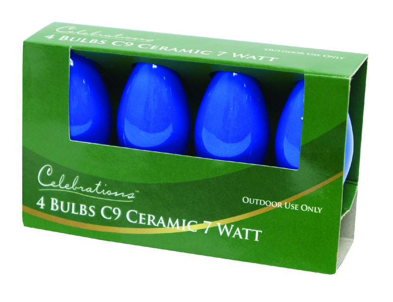 ACE TRADING - HB LIGHTS 9, Celebrations Ceramic C9 Incandescent Replacement Bulb Blue 4 lights