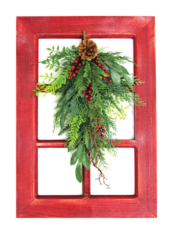 GREENFIELDS CHRISTMAS TREE MAN, Celebrations  Home  18 in. L Decorated Christmas Swag On Window Frame (Pack of 3)