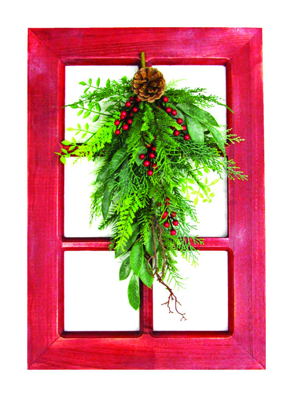 GREENFIELDS CHRISTMAS TREE MAN, Celebrations  Home  18 in. L Decorated Christmas Swag On Window Frame (Pack of 3)