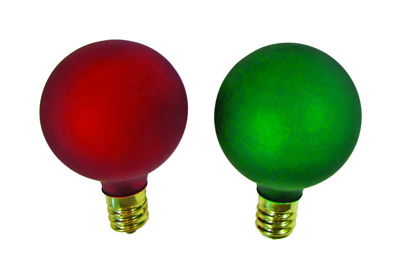 ACE TRADING-INLITEN 2, Celebrations Incandescent G40 Globe Green/Red 2 ct Replacement Christmas Light Bulbs