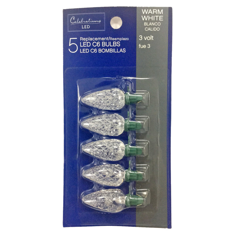 ACE TRADING - WEC, Celebrations LED C6 Warm White 5 ct Replacement Christmas Light Bulbs