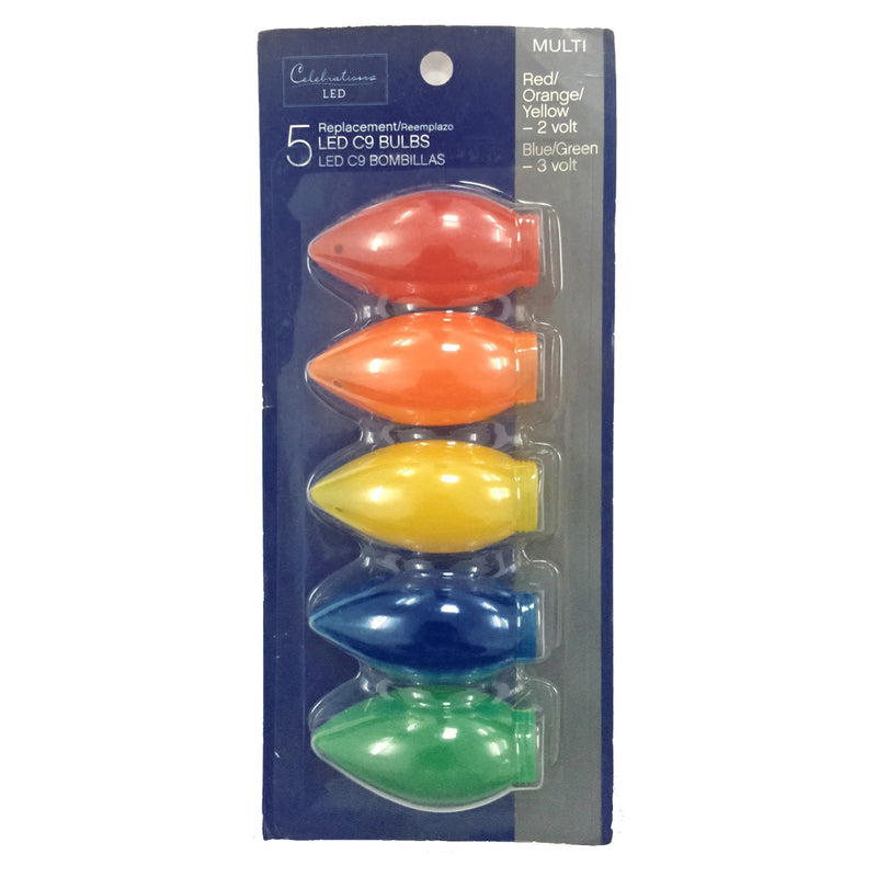 ACE TRADING - WEC, Celebrations LED C9 Multicolored 5 ct Replacement Christmas Light Bulbs