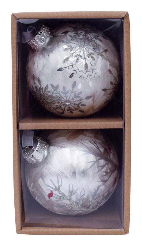 ACE TRADING - AME 1, Celebrations  Winter Wonderland  Christmas Ornaments  Silver  Glass  2 pk (Pack of 2)