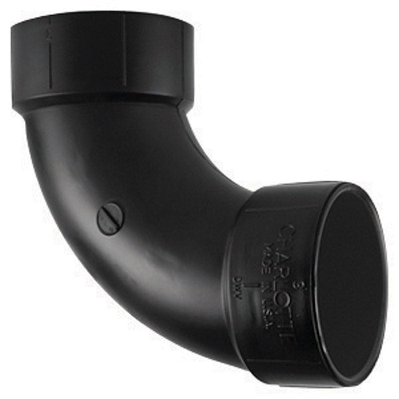 Charlotte Pipe, Charlotte Pipe  2 in. Hub   x 2 in. Dia. Hub  ABS  90 Degree Elbow