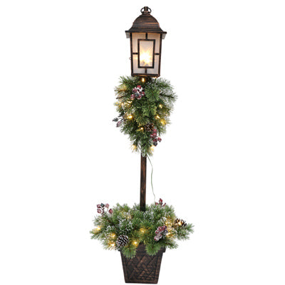 PULEO ASIA LIMITED, Christmas Lamp Post With PVC Greenery, Pre-Lit, 5-Ft.