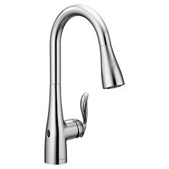 Moen, Chrome one-handle high arc pulldown kitchen faucet