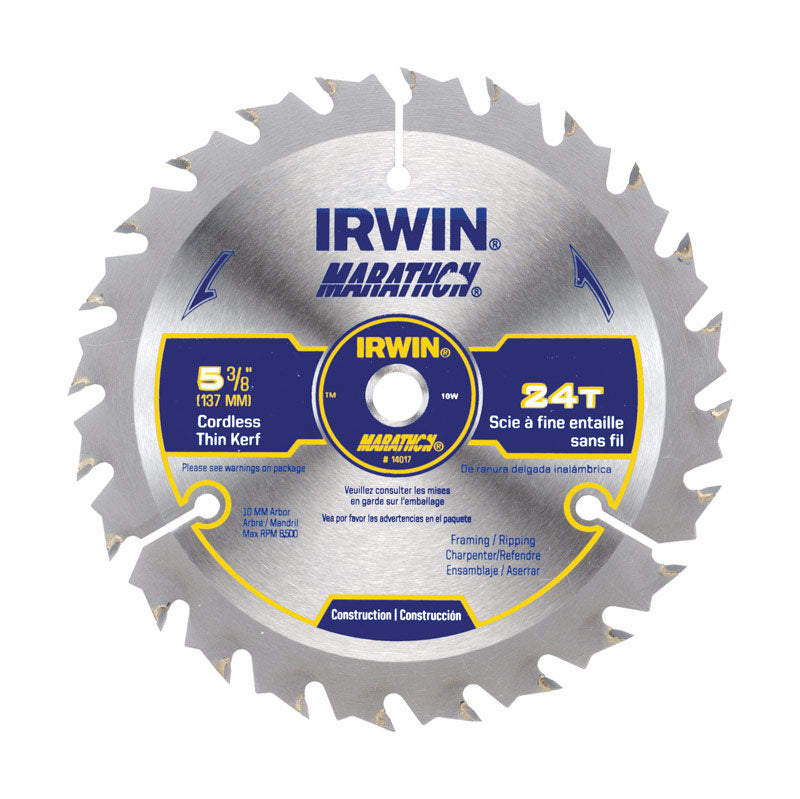 BLACK & DECKER US INC, Irwin Marathon 5-3/8 in. D X 10 mm Carbide Circular Saw Blade 24 teeth 1 pk