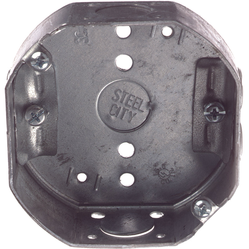 THOMAS & BETTS, Steel City 11.8 cu in Octagon Steel Electrical Ceiling Box Silver