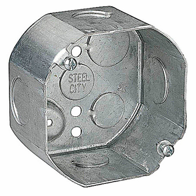 THOMAS & BETTS, Steel City 22.5 cu in Octagon Galvanized Steel Electrical Ceiling Box Silver