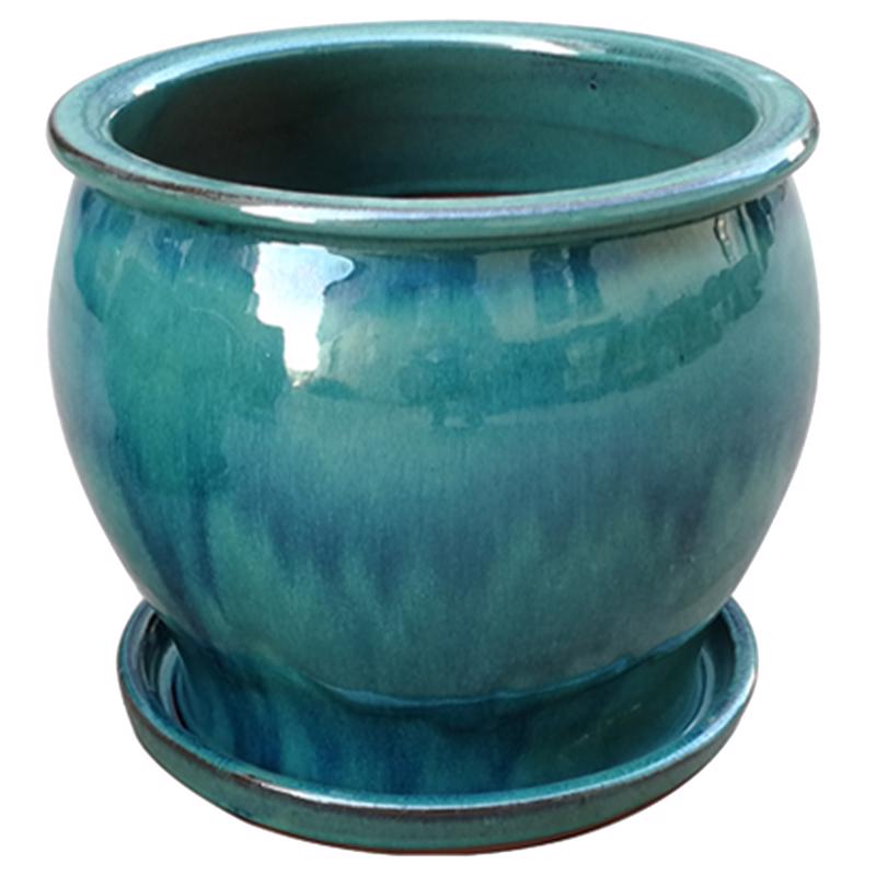 TRENDSPOT INC, Trendspot 8 in. H x 8 in. W Ceramic Flower Pot Green (Pack of 2)